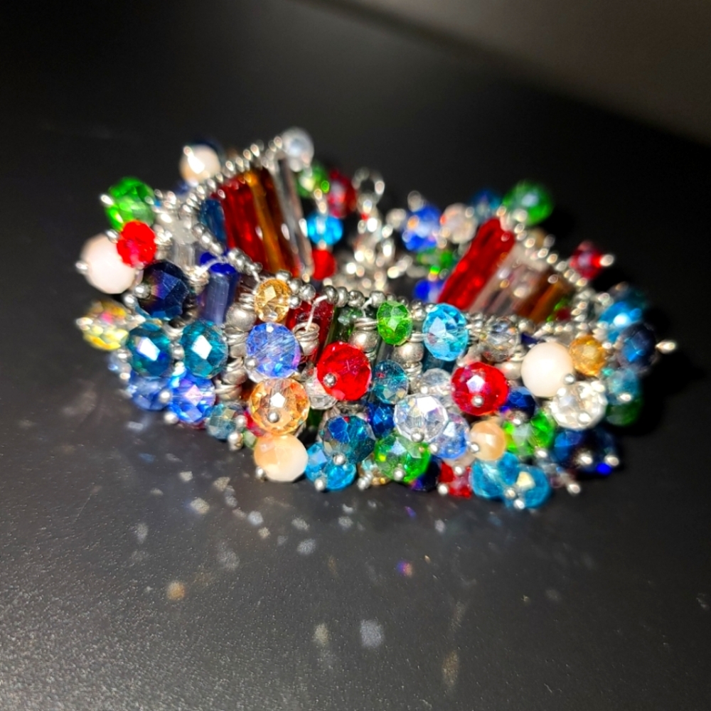 Rainbow Statement Beaded Bracelet - image 1